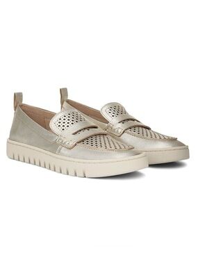 VIONIC UPTOWN PERF LOAFER Gold | White Women’s Size 8 Wide New